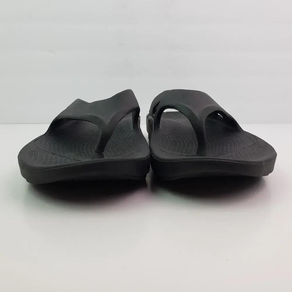 Oofos OOriginal Mens Size 10 Womens Sz 12 Black Recovery Thong Flip Flop Sandals